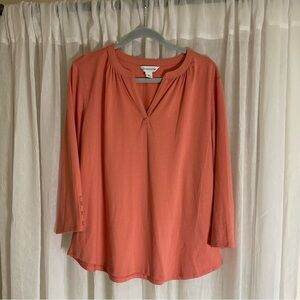 Liz Claiborne coral/salmon blouse with 3/4 sleeves